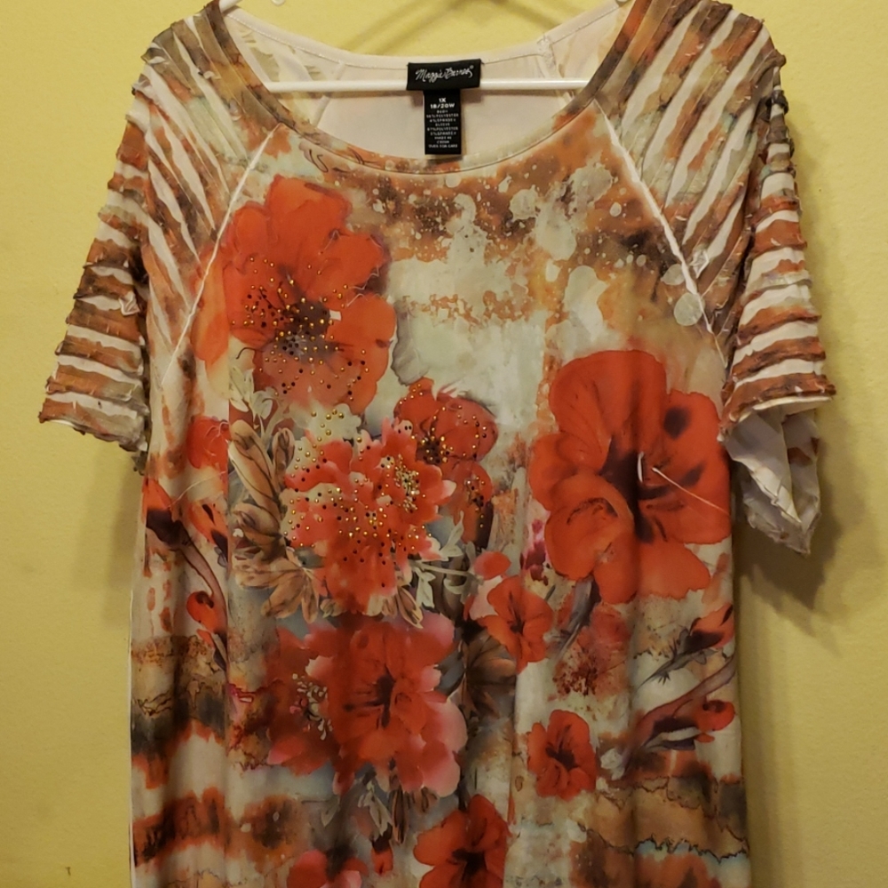 Maggie Barnes tunic with bright orange poppies